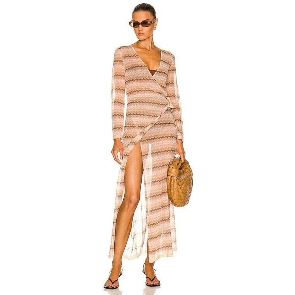 SIR. Imogene Wrap Dress Stripe Tie Belt